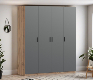 Шкаф четырехдверный Макс 2000 мм, вариант №2 (ЛДСП, корпус дуб вотан)