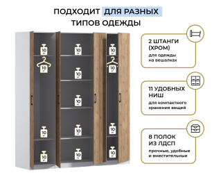 Шкаф четырехдверный Макс 2000 мм, вариант №3 (ЛДСП)