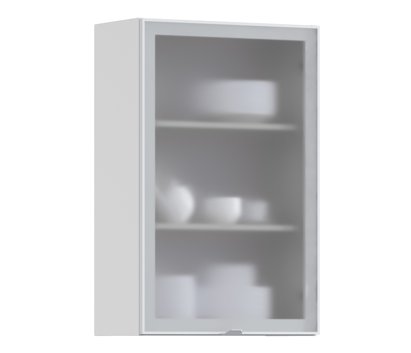 Навесные, Регина РП-160 Полка Белый/Витрина алюминий Белый глянец/стекло Сатин