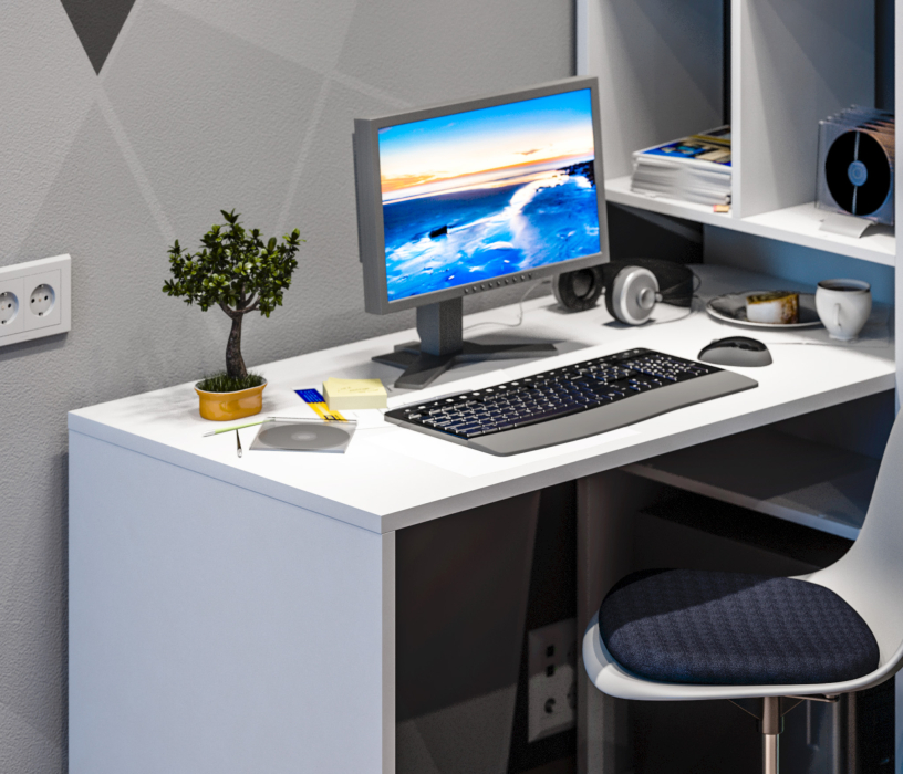 Домашние кабинеты, Стеллаж со столом Техно СБ-2303