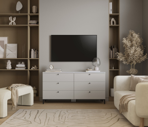 Комод Тренд СБ-3442 6 ящиков Белый Альпийский/Серый перламутровый