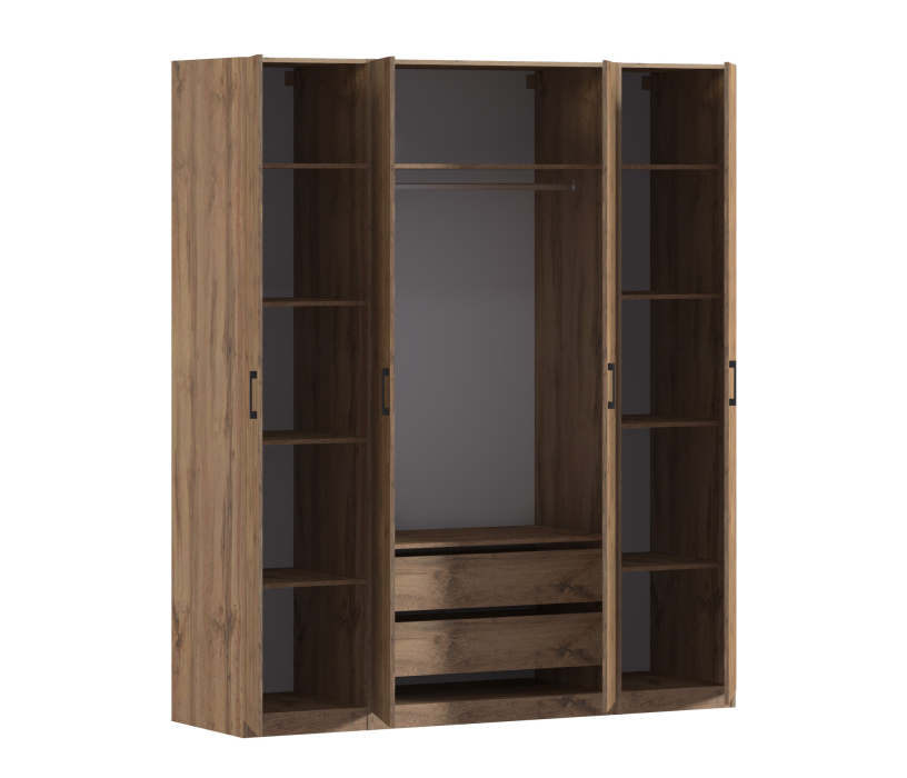 Для одежды, Шкаф четырехдверный Макс 2000 мм, вариант №1 (ЛДСП, корпус дуб вотан)