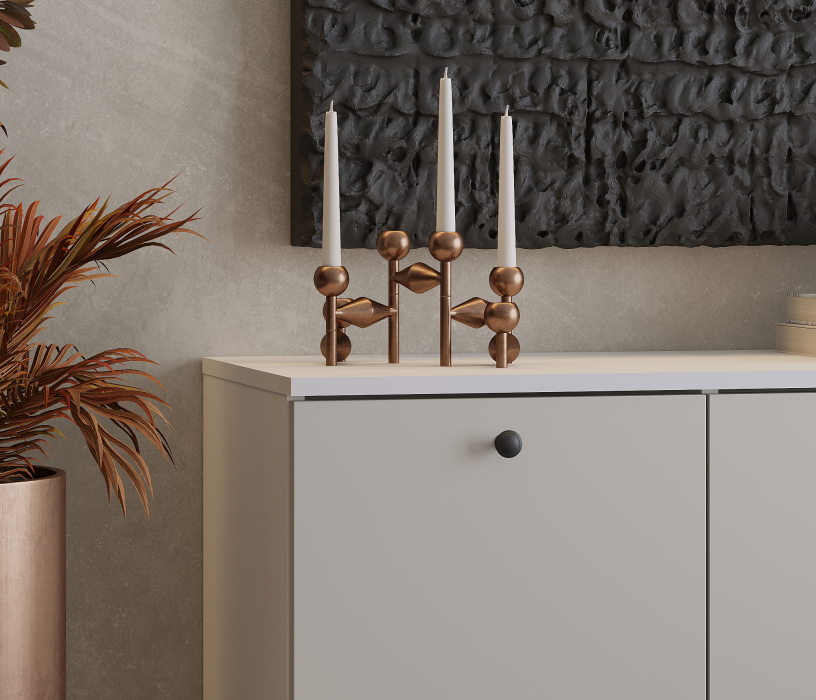 Комоды, Комод Тренд СБ-3447 2 ящика, 1 дверь Белый Аьпийский/Серый Перламутровый