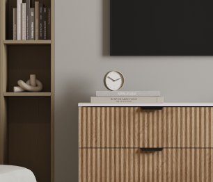 Комод Тренд СБ-3442 6 ящиков Белый Альпийский/МДФ Джаз Акация светлая