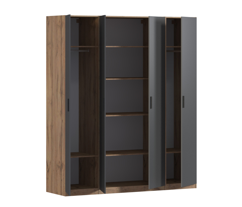 Для одежды, Шкаф четырехдверный Макс 2000 мм, вариант №3 (ЛДСП, корпус дуб вотан)