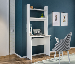 Комплект Альфа (тумба и стеллаж со столом), Белый