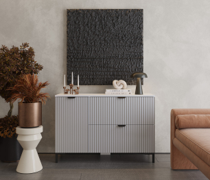 Комод Тренд СБ-3447 2 ящика, 1 дверь Белый Альпийский/МДФ Джаз Серый