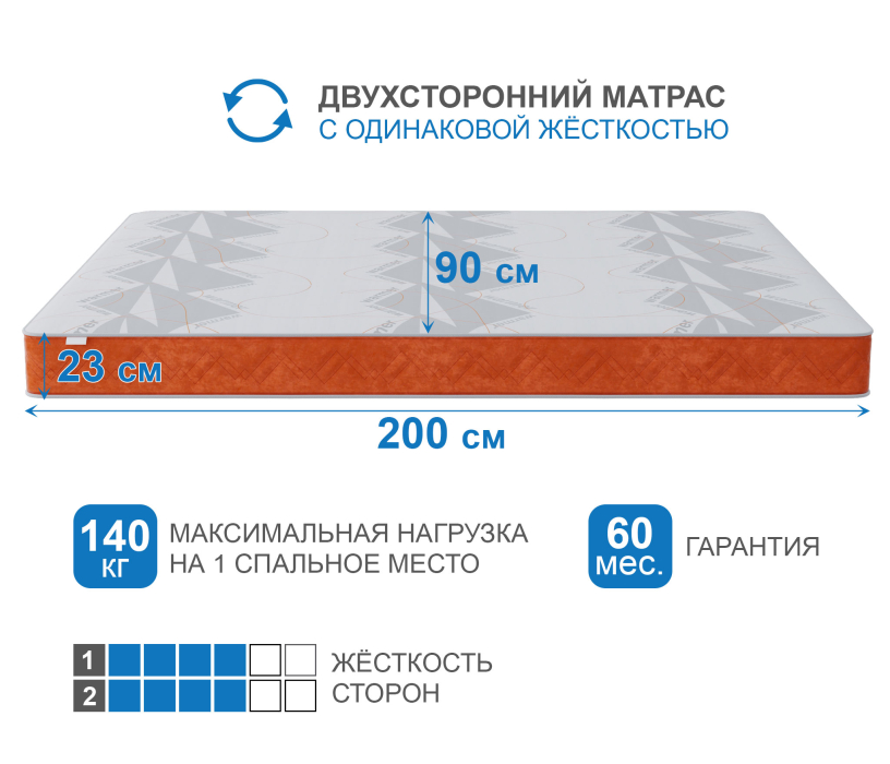 Другие размеры, Матрас Сити-Мадрид в чехле Warmer 900х2000