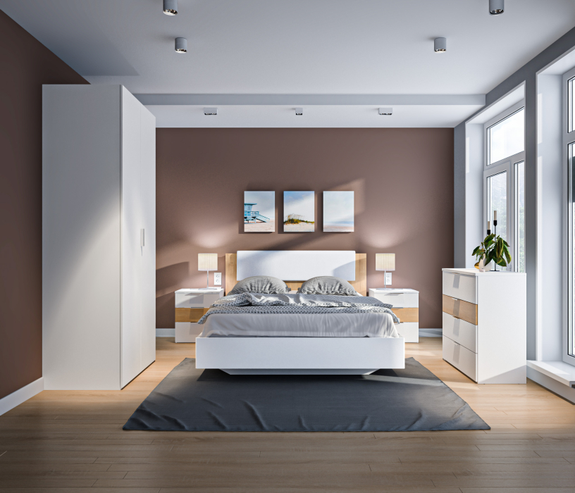 Спальные гарнитуры, Мальта Спальня (шкаф, кровать, 2 тумбы, комод)