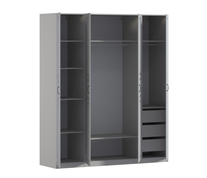 Для одежды, Шкаф четырехдверный Макс 2000 мм, вариант №4 (ЛДСП/МДФ)