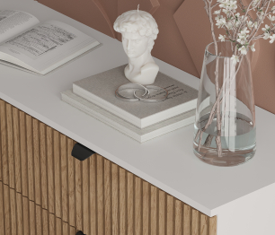 Комод Тренд СБ-3446 3 ящика, 1 дверь Белый Альпийский/МДФ Джаз Акация светлая