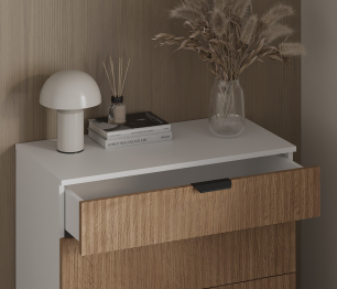 Комод Тренд СБ-3444 4 ящика Белый Альпийский/МДФ Джаз Акация светлая