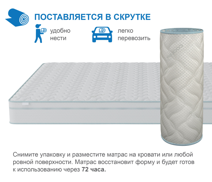 В скрутке, Матрас Здоровый сон-Макс в чехле Cooler в скрутке 900х1900