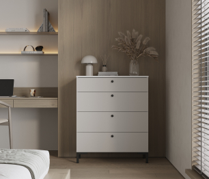 Комод Тренд СБ-3444 4 ящика Белый Альпийский/Серый перламутровый