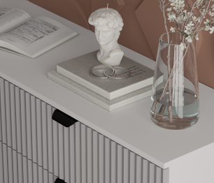 Комод Тренд СБ-3446 3 ящика, 1 дверь Белый Альпийский/МДФ Джаз Серый