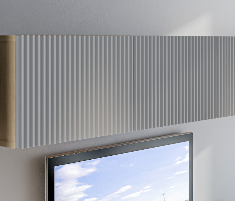 Стенки для гостиной, Гостиная (стенка) на ножках Тренд Дуб Винченца / МДФ Джаз Светло-серый