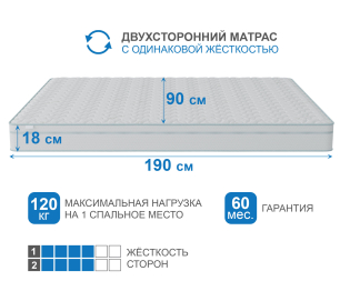 Столлайн / Матрас Сити-Альмерия в чехле Cooler в скрутке 900х1900
