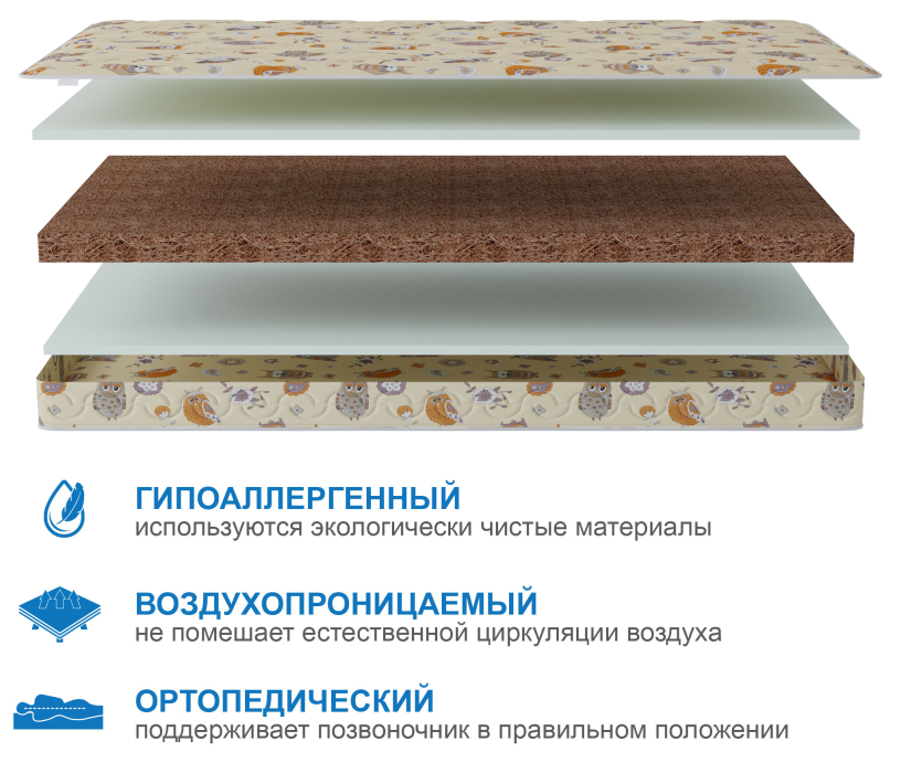 Беспружинные матрасы, Матрас Здоровый сон-Дейл 900*1800