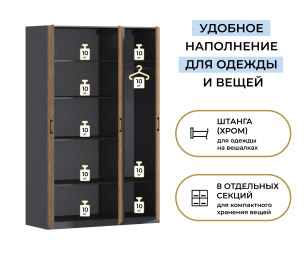 Шкаф трехдверный Макс 1500 мм, вариант №3 (ЛДСП)