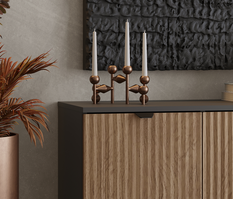 Комоды, Комод Тренд СБ-3447 2 ящика, 1 дверь Диамант серый/МДФ Джаз Акация светлая