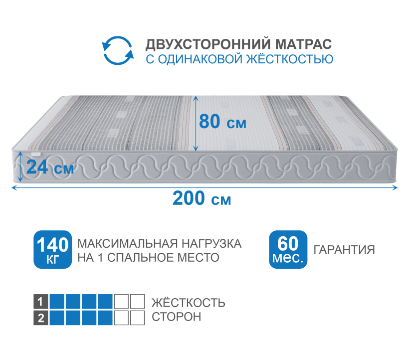 800 x 2000, Матрас Премиум-Ориент в чехле Magnetic 800х2000