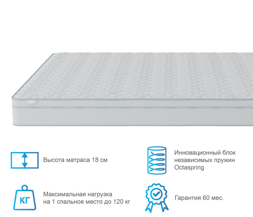 1400 x 2000, Матрас Сити-Альмерия в чехле Cooler в скрутке 1400х2000