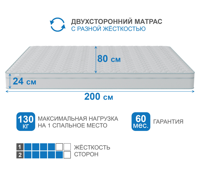 800 x 2000, Матрас Сити-Генуя в чехле Cooler 800х2000